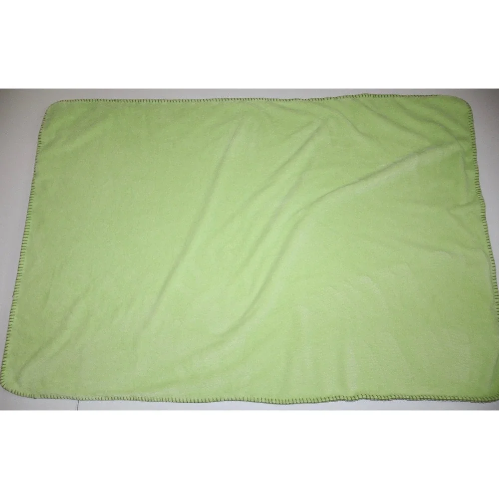 Pottery Barn Kids Lime Green White Reversible Soft Stroller Baby Blanket 39x26